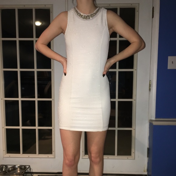 White Shimmer Formal Dress- Worn Once - Picture 1 of 3